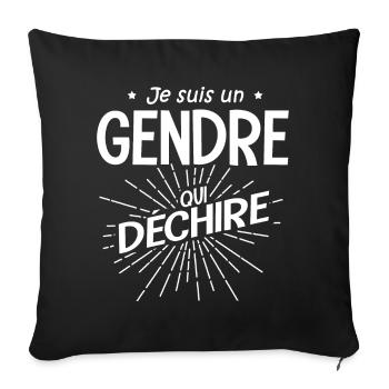 gendre qui déchire cadeau humour gendre beau fils - Housse de coussin décorative 45 x 45 cm - noir - Devant