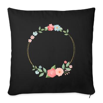 Une couronne de fleurs. Moderne. Personnalisable comme cadeau - Housse de coussin décorative 45 x 45 cm - noir - Devant