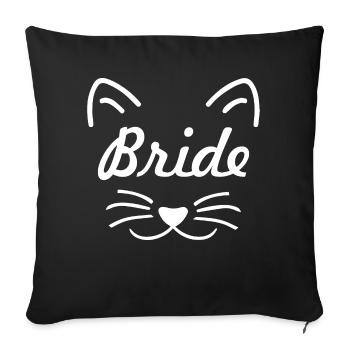 Bride cat marriage gift groom wedding - Sofa pillowcase 17,3'' x 17,3'' (45 x 45 cm) - black - Front