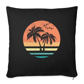 Palm Sunset Retro Circle - Sofa pillowcase 17,3'' x 17,3'' (45 x 45 cm) - black - Front