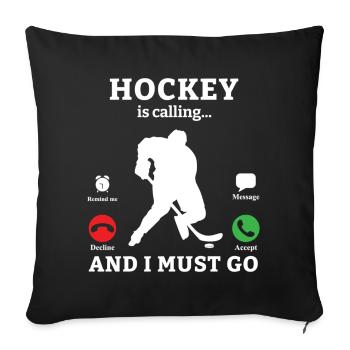 Hockey sur glace Hockey Joueur de hockey sur glace Équipe de hockey sur glace - Housse de coussin décorative 45 x 45 cm - noir - Devant