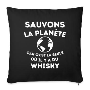 Whisky, j'aime le whisky, buveur de whisky - Housse de coussin décorative 45 x 45 cm - noir - Devant