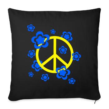 des années 70 motif de fleur - Housse de coussin décorative 45 x 45 cm - noir - Devant
