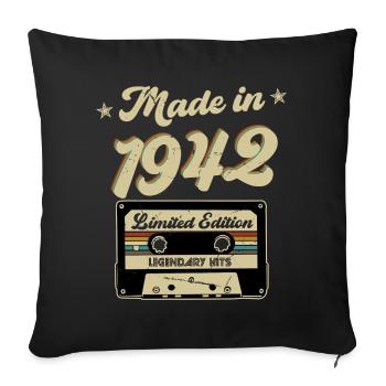 1942 Vintage Vintage Anniversaire Rétro Cadeau - Housse de coussin décorative 45 x 45 cm - noir - Devant
