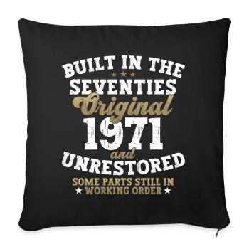 Built in the seventies 1971 51. Geburtstag Herren - Sofakissenbezug 45 x 45 cm - Schwarz - Vorne
