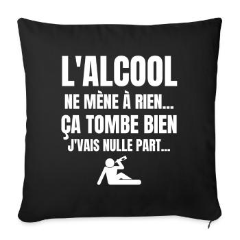 alcool, alcool humour, buveur de compétition - Housse de coussin décorative 45 x 45 cm - noir - Devant