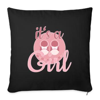 Cadeau Bébé Fille - Housse de coussin décorative 45 x 45 cm - noir - Devant