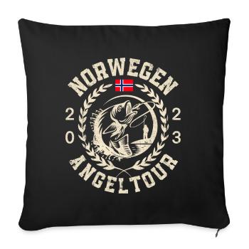 Norwegen 2023 Angeltour - Sofakissenbezug 45 x 45 cm - Schwarz - Vorne