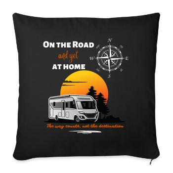 Camping Motorhome Saying English - Sofa pillowcase 17,3'' x 17,3'' (45 x 45 cm) - black - Front