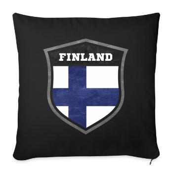 Finnland Schild Logo Emblem - Sofakissenbezug 45 x 45 cm - Schwarz - Vorne