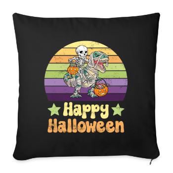 Halloween Skeleton on Dinosaur T-Rex - Sofa pillowcase 17,3'' x 17,3'' (45 x 45 cm) - black - Front