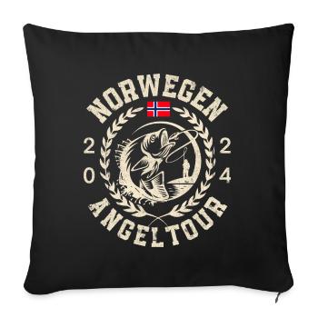 Norwegen Angeltour 2024 - Sofakissenbezug 45 x 45 cm - Schwarz - Vorne