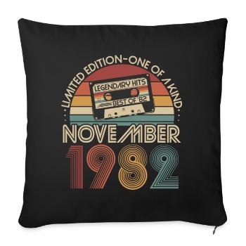 November 1982 Born Retro Birthday - Sofa pillowcase 17,3'' x 17,3'' (45 x 45 cm) - black - Front