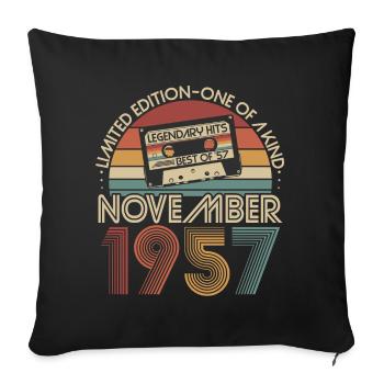 Novembre 1957 né rétro anniversaire - Housse de coussin décorative 45 x 45 cm - noir - Devant