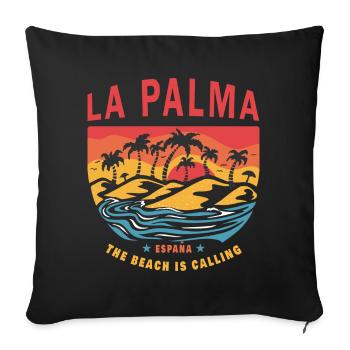 La Palma beach palm tree design - Sofa pillowcase 17,3'' x 17,3'' (45 x 45 cm) - black - Front