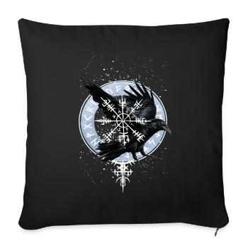Runes Symbole mystique du corbeau nordique - Housse de coussin décorative 45 x 45 cm - noir - Devant
