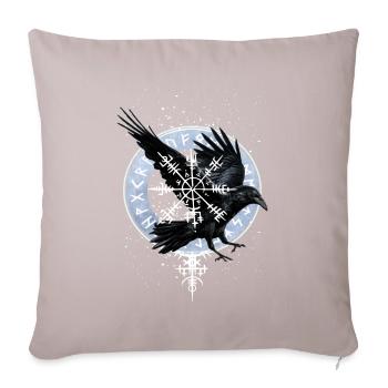 Runes Symbole mystique du corbeau nordique - Housse de coussin décorative 45 x 45 cm - taupe clair - Devant