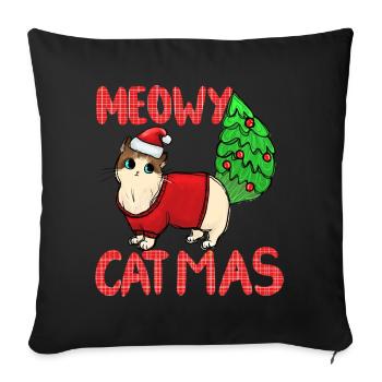 Meowy Catmas Katze Weihnachtssweater - Sofakissenbezug 45 x 45 cm - Schwarz - Vorne