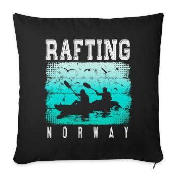 Rafting Norvège - Canoë - Kayak - Eaux vives - Housse de coussin décorative 45 x 45 cm - noir - Devant