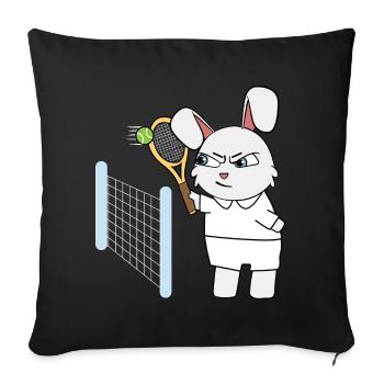 Tennis enfants lapin I drôles d’animaux | Sports | Kani - Housse de coussin décorative 45 x 45 cm - noir - Devant