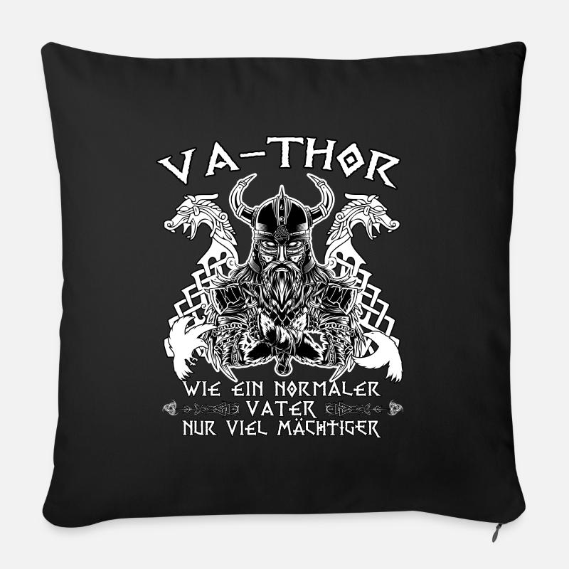 Herren Vathor - Vatertag Vatertagsgeschenk Viking - Sofakissenbezug 45 x 45 cm - Schwarz