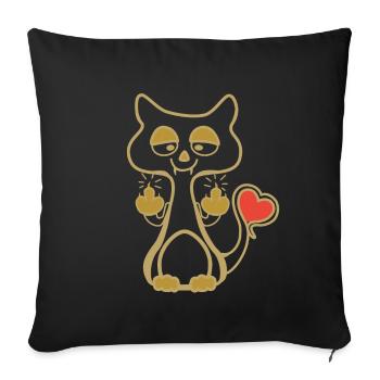 Chaton montre un doigt d’honneur - Housse de coussin décorative 45 x 45 cm - noir - Devant