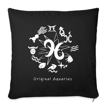 Signe du zodiaque Verseau 003 blanc - Housse de coussin décorative 45 x 45 cm - noir - Devant