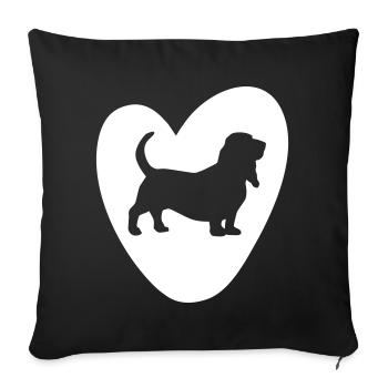 Herz Hush Puppie Vektor Hund Tierliebe Liebe Love - Sofakissenbezug 45 x 45 cm - Schwarz - Vorne