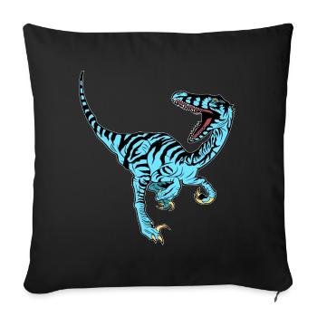 Blue Velociraptor - Sofa pillowcase 17,3'' x 17,3'' (45 x 45 cm) - black - Front