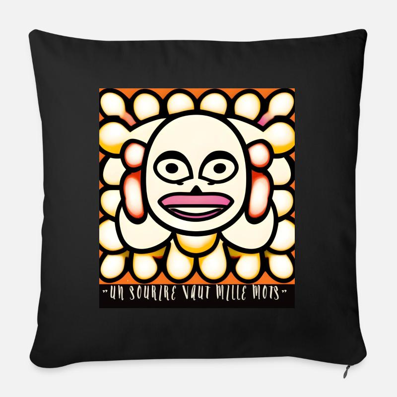 A SMILE IS WORTH A THOUSAND WORDS - Sofa pillowcase 17,3'' x 17,3'' (45 x 45 cm) - black
