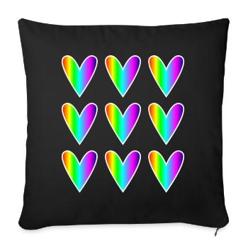 HEART. HEARTS. SAINT VALENTINE. LOVE. LOVE. CHRISTMAS - Sofa pillowcase 17,3'' x 17,3'' (45 x 45 cm) - black - Front
