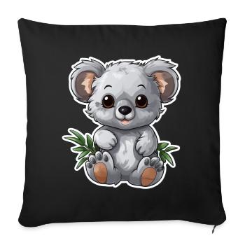 Süßer Koala mit Eukalyptus-Blättern - Sofakissenbezug 45 x 45 cm - Schwarz - Vorne