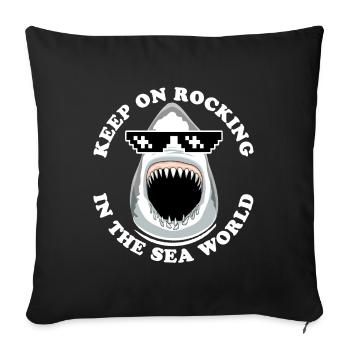 Shark with sunglasses - Sofa pillowcase 17,3'' x 17,3'' (45 x 45 cm) - black - Front