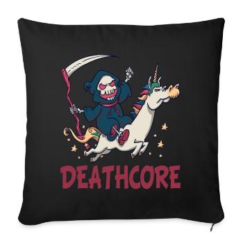 Lustiger Deathcore Sensenmann Einhorn Metalhead - Sofakissenbezug 45 x 45 cm - Schwarz - Vorne
