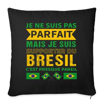 Supporter du Brésil cadeau supporter brésilien - Housse de coussin décorative 45 x 45 cm - noir - Devant