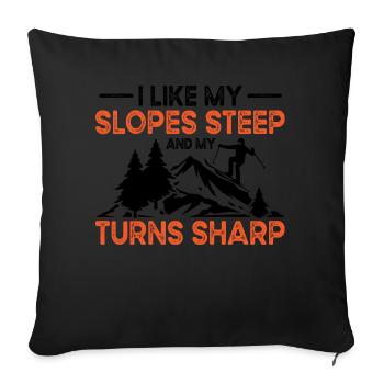 Pistes de ski Ski raide Skis d’hiver - Housse de coussin décorative 45 x 45 cm - noir - Devant