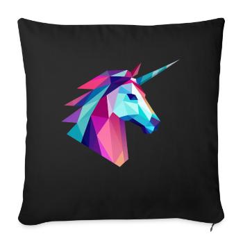 Unicorn Low Poly Logo Design - Sofa pillowcase 17,3'' x 17,3'' (45 x 45 cm) - black - Front