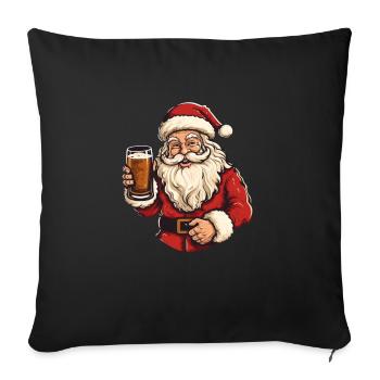 Le Père Noël est fou de bière - Housse de coussin décorative 45 x 45 cm - noir - Devant