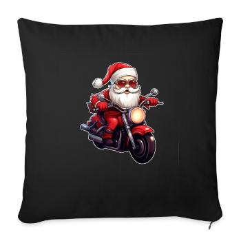 Funny cartoon Santa Clause on motorcycle - Sofa pillowcase 17,3'' x 17,3'' (45 x 45 cm) - black - Front