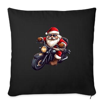 Funny cartoon Santa Clause on motorcycle - Sofa pillowcase 17,3'' x 17,3'' (45 x 45 cm) - black - Front