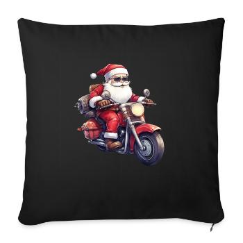 Funny cartoon Santa Clause on motorcycle - Sofa pillowcase 17,3'' x 17,3'' (45 x 45 cm) - black - Front