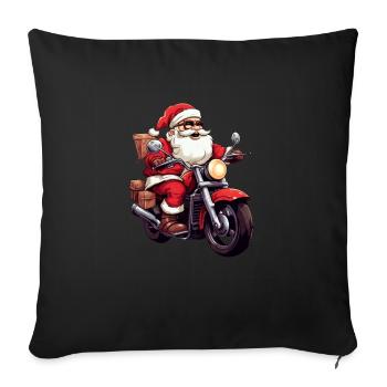 Funny cartoon Santa Clause on motorcycle - Sofa pillowcase 17,3'' x 17,3'' (45 x 45 cm) - black - Front