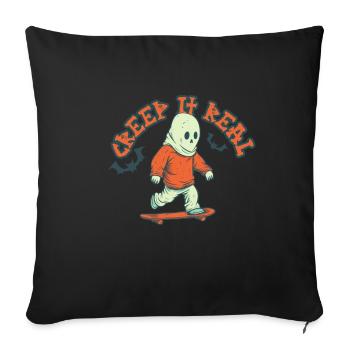 Funny Skateboarding Ghost with Halloween Pun - Sofa pillowcase 17,3'' x 17,3'' (45 x 45 cm) - black - Front