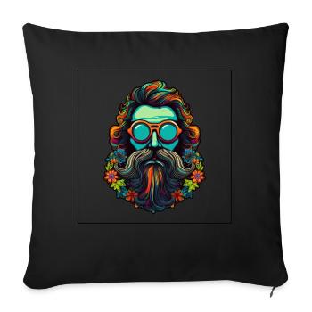 Coloré 70s Flower Power Hippie Design - Housse de coussin décorative 45 x 45 cm - noir - Devant