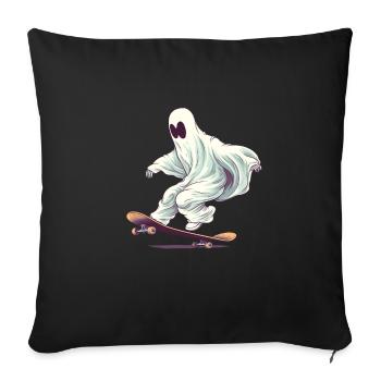 Cool Cartoon Halloween Ghost sur son skateboard - Housse de coussin décorative 45 x 45 cm - noir - Devant