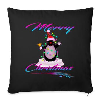 Mole as Santa Claus Calls Merry Christmas - Sofa pillowcase 17,3'' x 17,3'' (45 x 45 cm) - black - Front