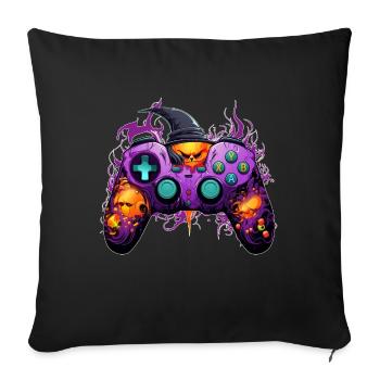 Funny Halloween Cartoon Gaming Controller Hexe - Sofakissenbezug 45 x 45 cm - Schwarz - Vorne
