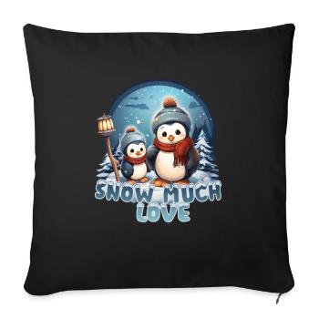 Cute Adorable Penguin Family Winter Design - Sofa pillowcase 17,3'' x 17,3'' (45 x 45 cm) - black - Front