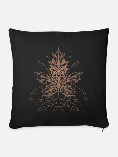 Ahornblatt Blatt Laub Herbst - Sofakissenbezug 45 x 45 cm - Schwarz