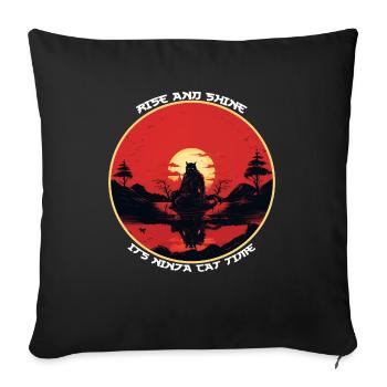 Funny Black Ninja Cat Silhouette Ninja Cat Time - Sofa pillowcase 17,3'' x 17,3'' (45 x 45 cm) - black - Front